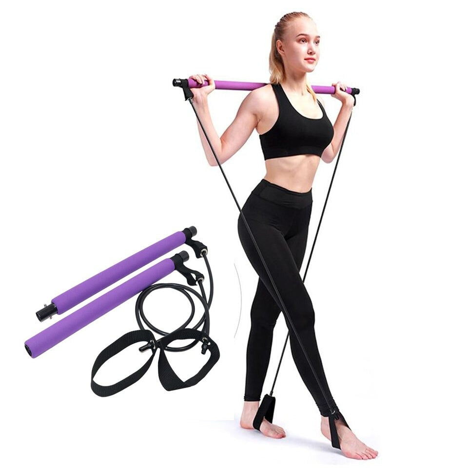 Pilates-Kniebeugen-Widerstandsstange mit Bändern