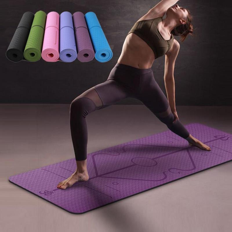 Rutschfeste Yogamatte mit Ausrichtungslinien 