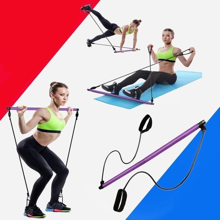 Pilates-Kniebeugen-Widerstandsstange mit Bändern